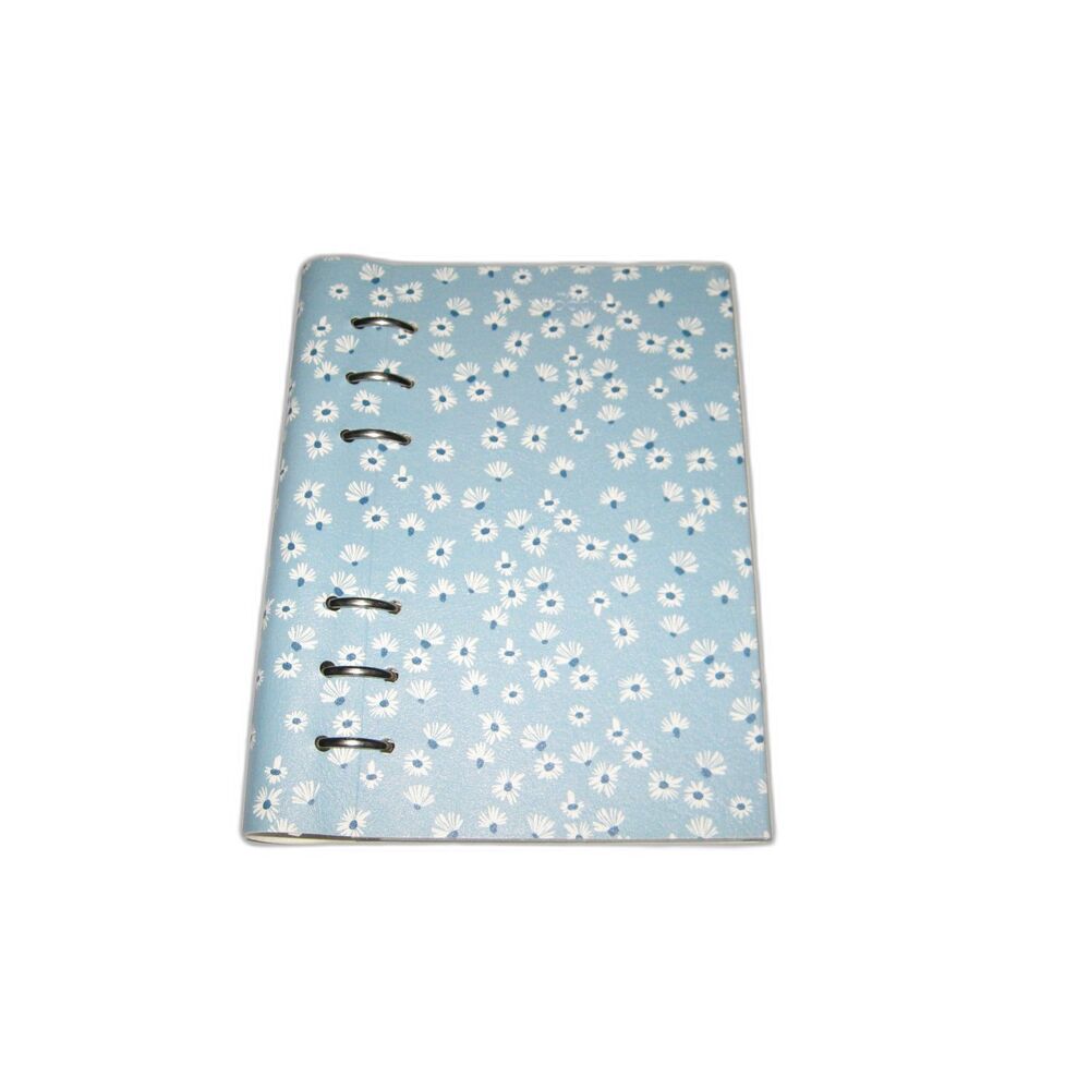 blue and white daisy notebook
